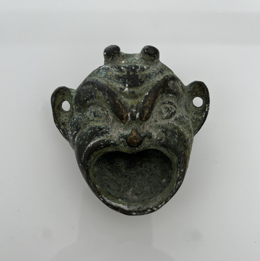 Vintage Bronze Grotesque Mask Greek Roman Devil Face Incense Burner Ashtray